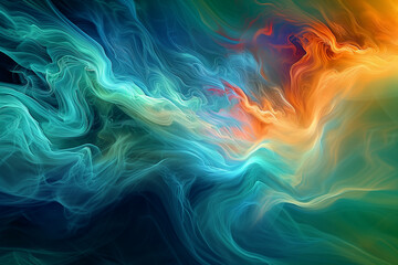 Fototapeta premium Colorful abstract wallpaper inspired by the Northern Lights, swirling & mesmerizing patterns of vibrant colors spread across the sky. Aurora Borealis Whispers abstract wallpaper concept banner design