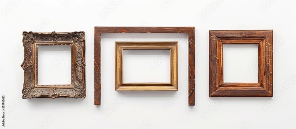 Poster Classic wooden frame isolated on white background. with copy space image. Place for adding text or design