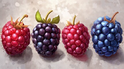 A delicate watercolor illustration depicts an arrangement of berries, including raspberries and blackberries, rendered with soft, textured strokes that evoke a sense of artistic whimsy.