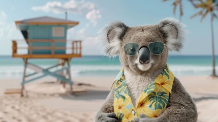 Cool Koala Chillin on the Beach