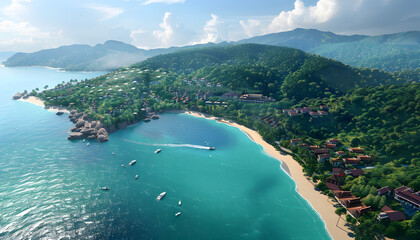 Naklejka premium Koh Larn Chonburi - Thailand , 3D model