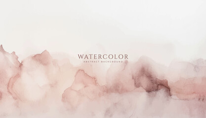 Abstract horizontal watercolor background. Neutral light colored empty space background illustration