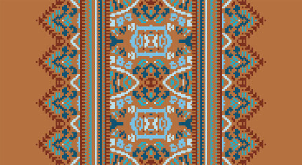 Ethnic Style Vector Seamless Pattern. Pixel Unique Geometric Vector Swatch. Ikat Perfect for Screen Background.