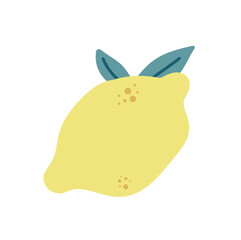 Healthy food, whole lemon, sour limon, healthy vitamin food, exotic tropical citrus with yellow skin flat vector illustration isolated on white background.
