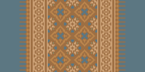 Ethnic Style Vector Seamless Pattern. Pixel Unique Geometric Vector Swatch. Ikat Perfect for Screen Background.