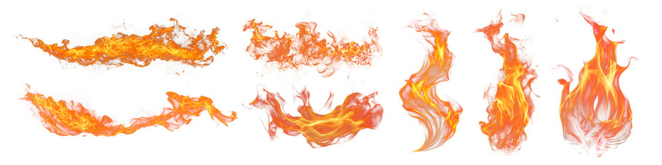Fire flame effect png cut out element set