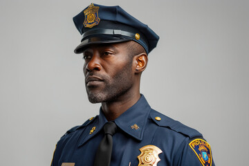 Fototapeta premium Portrait of male police officer in uniform looking confident