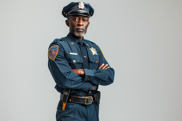 Fototapeta premium Portrait of male police officer in uniform looking confident