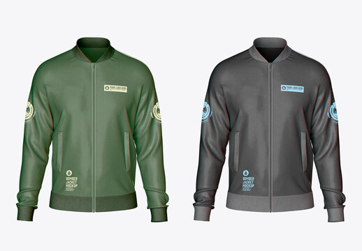 Men's Zipped Bomber Jacket Mockup