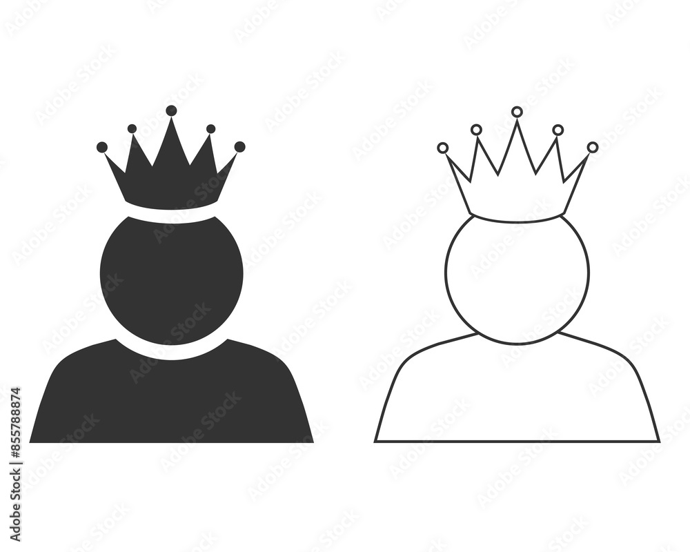 Poster king user line icon logo design element. admin icon. administrator. crowned king sign. manager symbo