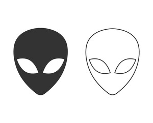 Black Alien line icon isolated on white background. Extraterrestrial alien face or head symbol. Vector Illustration