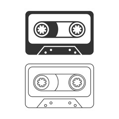 Cassette tape line icon. Vector illustration flat sign