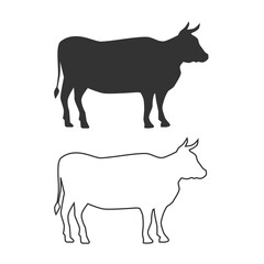 Cow line icon in solid flat style vector
