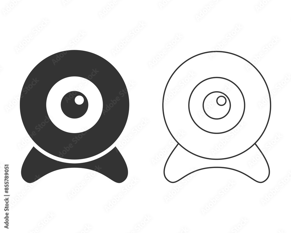 Poster web cam vector line icon solid style flat sign