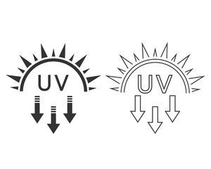 Ultraviolet Rays Silhouette line Icon. Sun UV Arrow Protect Radiation Glyph Pictogram. Sunblock Protection Defense Skin Care Icon. SPF Sun Ray Resistant Sunblock. Isolated Vector