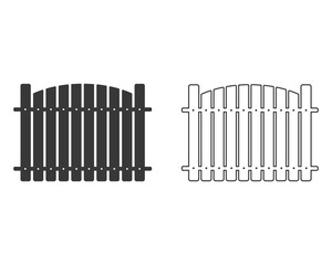 Wooden fence line icon, garden barrier, fencing courtyard, editable stroke vector illustration