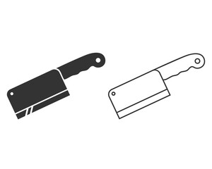 Wide blade kitchen knife line icon in flat. Vector