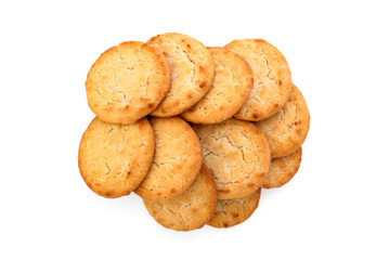 Pile of shortbread cottage cheese cookies isolated in white background.