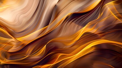 Obraz premium Fluid Motion with Warm Gold and Brown Tones, Elegant and Dynamic Visual Effect