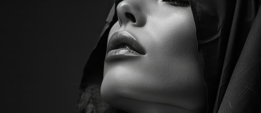 A woman looks up and prays in this emotional, black and white portrait of a biblical character.