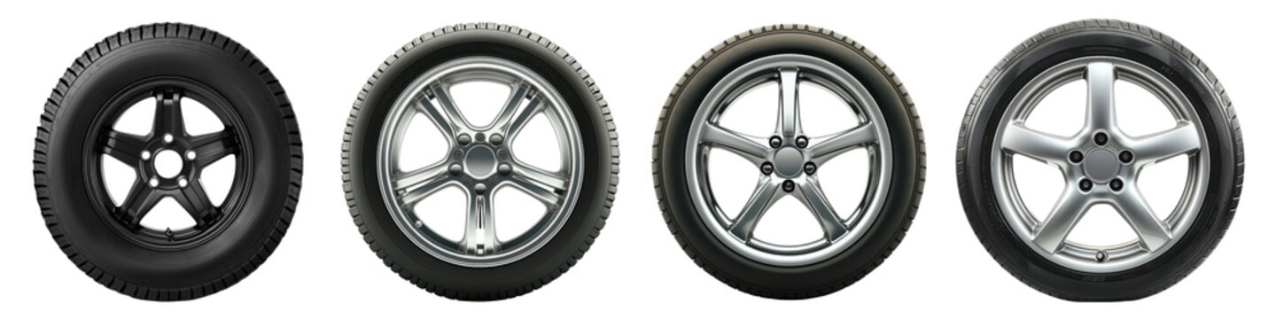PNG Various car tires and rims set