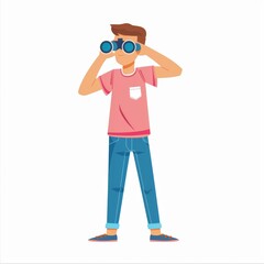 Modern illustration of a man looking through binoculars.