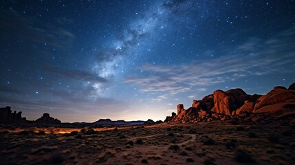 Obraz premium Clear Star-Filled Sky At Night, Highlighting The Beauty Of The Milky Way And The Infinite Cosmos. Generative AI