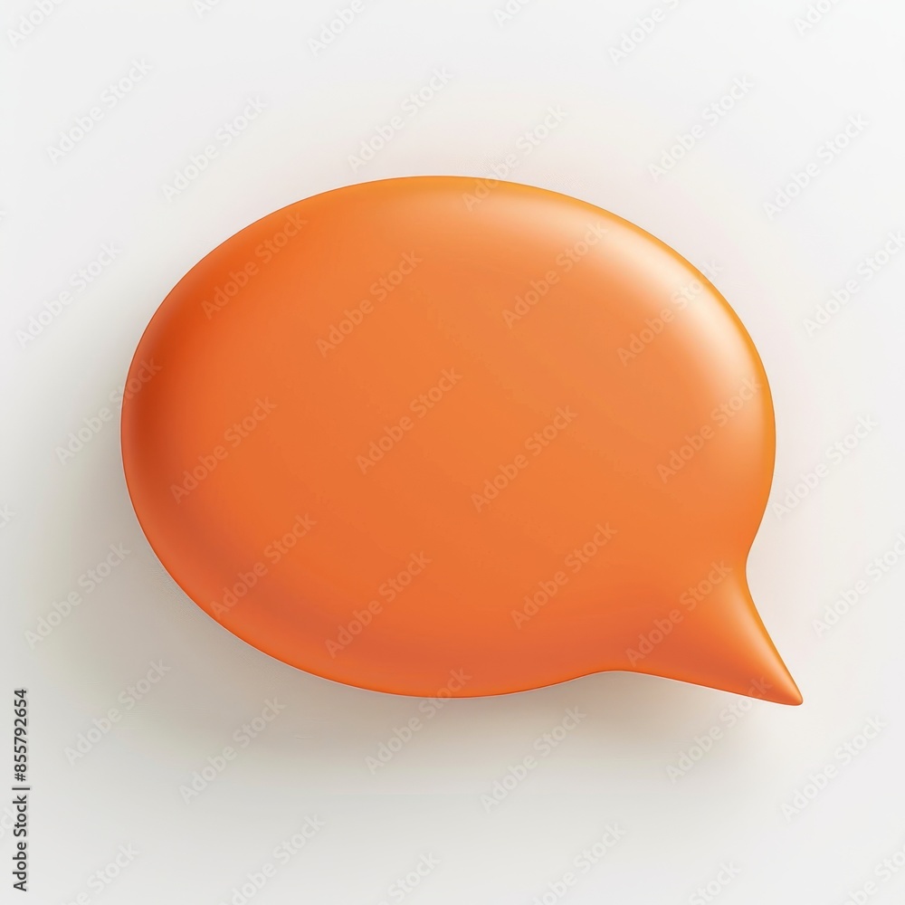 Poster a 3d glossy orange empty speech bubble, a modern render of a round text bubble, a volume dialogue fo