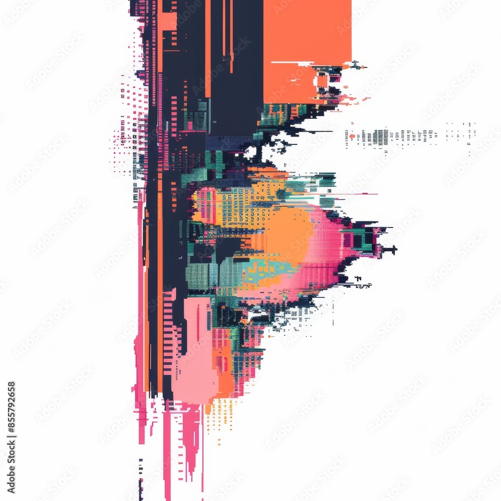 Poster the background is isolated with a distorted pixie glitch effect.