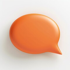 A 3D glossy orange empty speech bubble, a modern render of a round text bubble, a volume dialogue form, and a social media chat message in a 3D glossy orange design