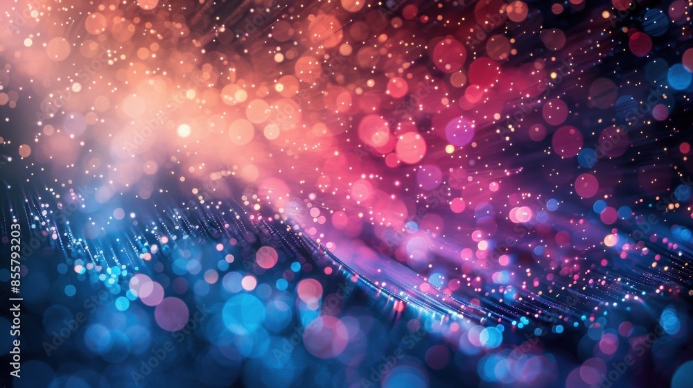 Poster an abstract scene with vibrant, colorful bokeh lights creating a dynamic, festive, and magical visua