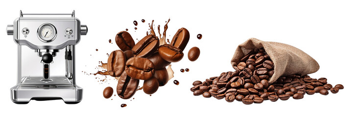 PNG Coffee machine and beans set