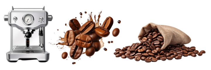 PNG Coffee machine and beans set