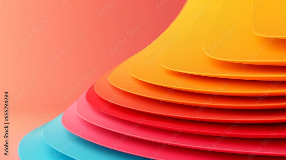 Poster abstract background with colorful curved shapes and minimalist style.
