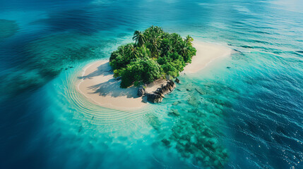 Amazing beautiful tropical island with white sand beach. Perfect relaxing summer vacation and travel destination.