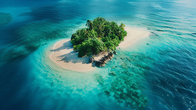 Amazing beautiful tropical island with white sand beach. Perfect relaxing summer vacation and travel destination.