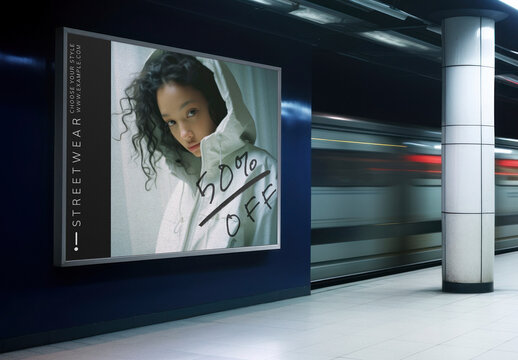 Train Station Billboard Mockup With Generative AI