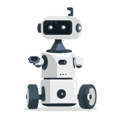 Fototapeta premium An isolated flat modern illustration of a Mars or lunar rover with a camera on a white background.