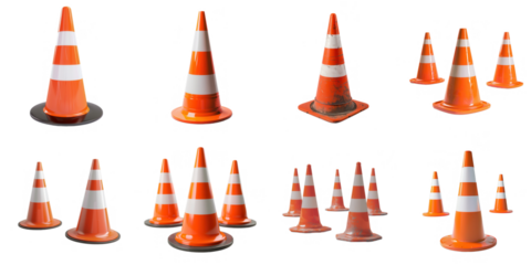 Traffic cone transparent sample mockup isolated png with no background.
