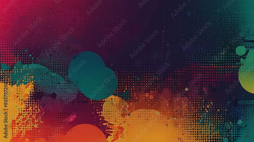 Poster abstract halftone comics background modern design shapes in pop colors banner generative ai.
