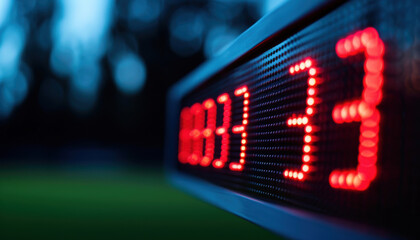 A red digital clock with the numbers 33 on it