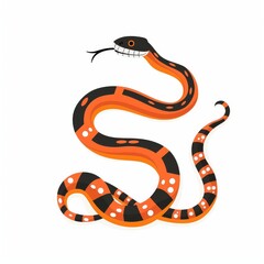 Naklejka premium This flat modern illustration shows a coral snake with bright stripes isolated on white.