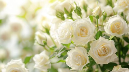 Fototapeta premium White Rose Blooms Beautifully