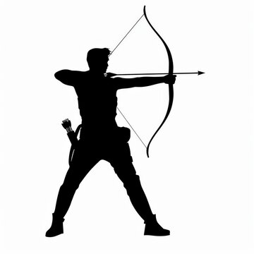 recommend clip art: Female medieval knight with bow and arrow, woman warrior archer aiming modern silhouette