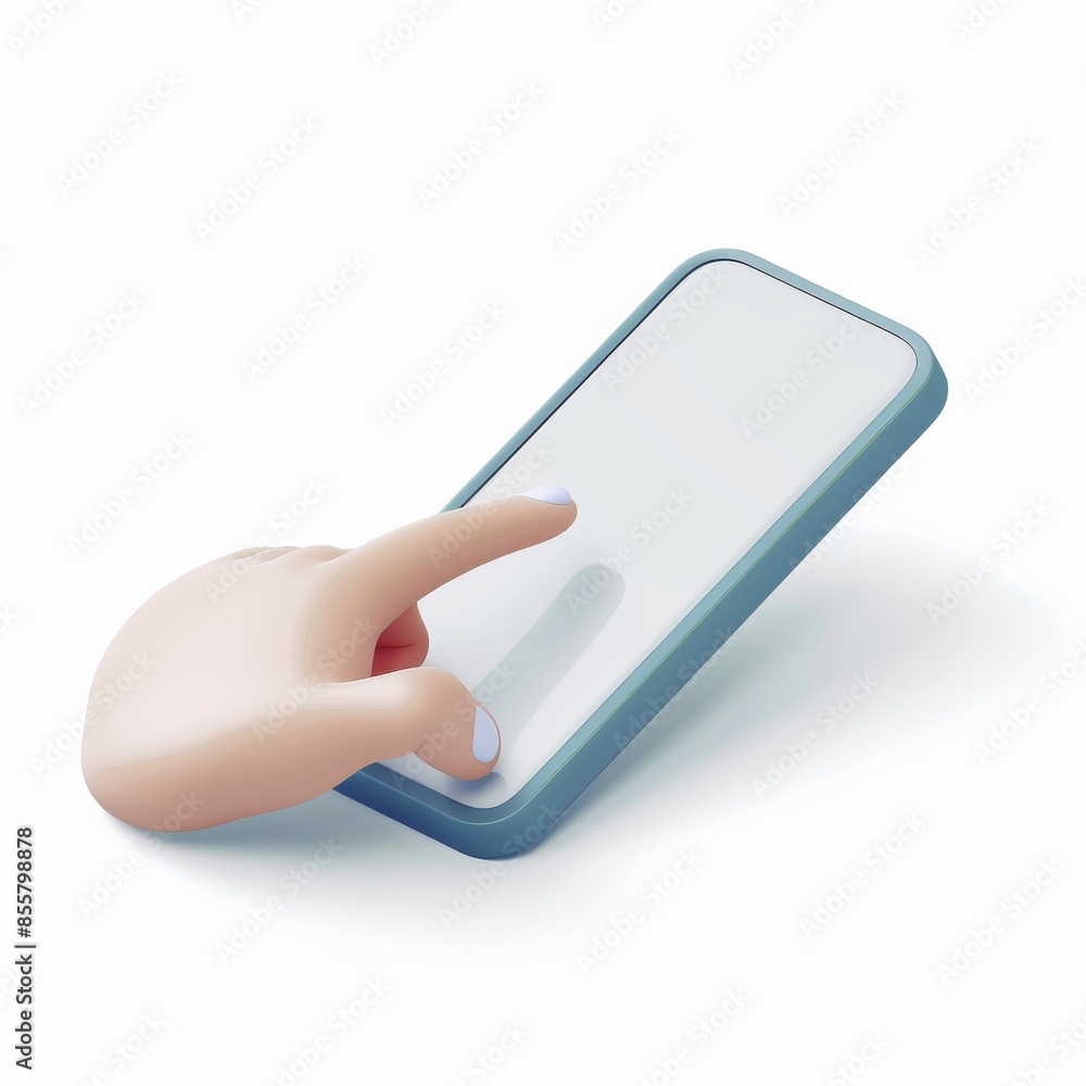 Poster white background with modern icon of 3d gestures on smart devices