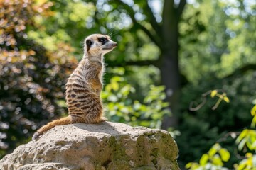 Fototapeta premium Alert meerkat standing guard on a sunny day