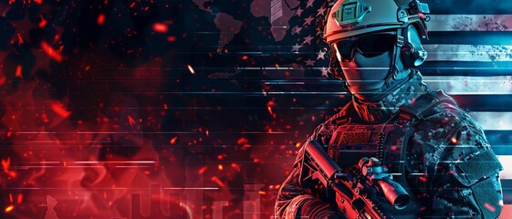 A digital art generator creating a personalized soldier design with an American flag motif