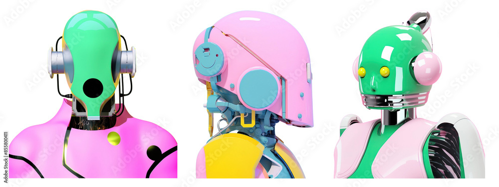 Poster robot png element set on transparent background
