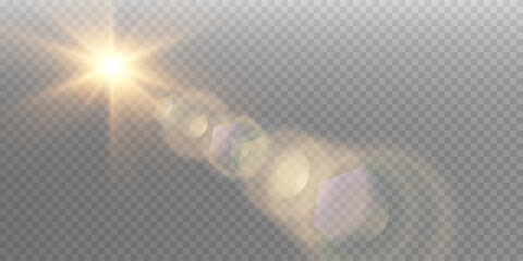 Vector transparent sunlight special lens flare light effect. Sun flash	