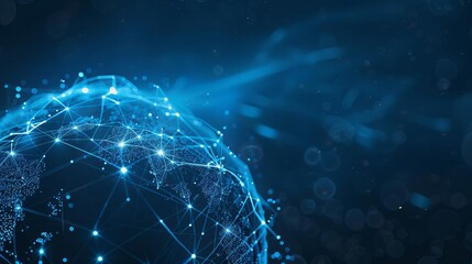 A striking blue backdrop symbolizing the interconnectedness of the global economy